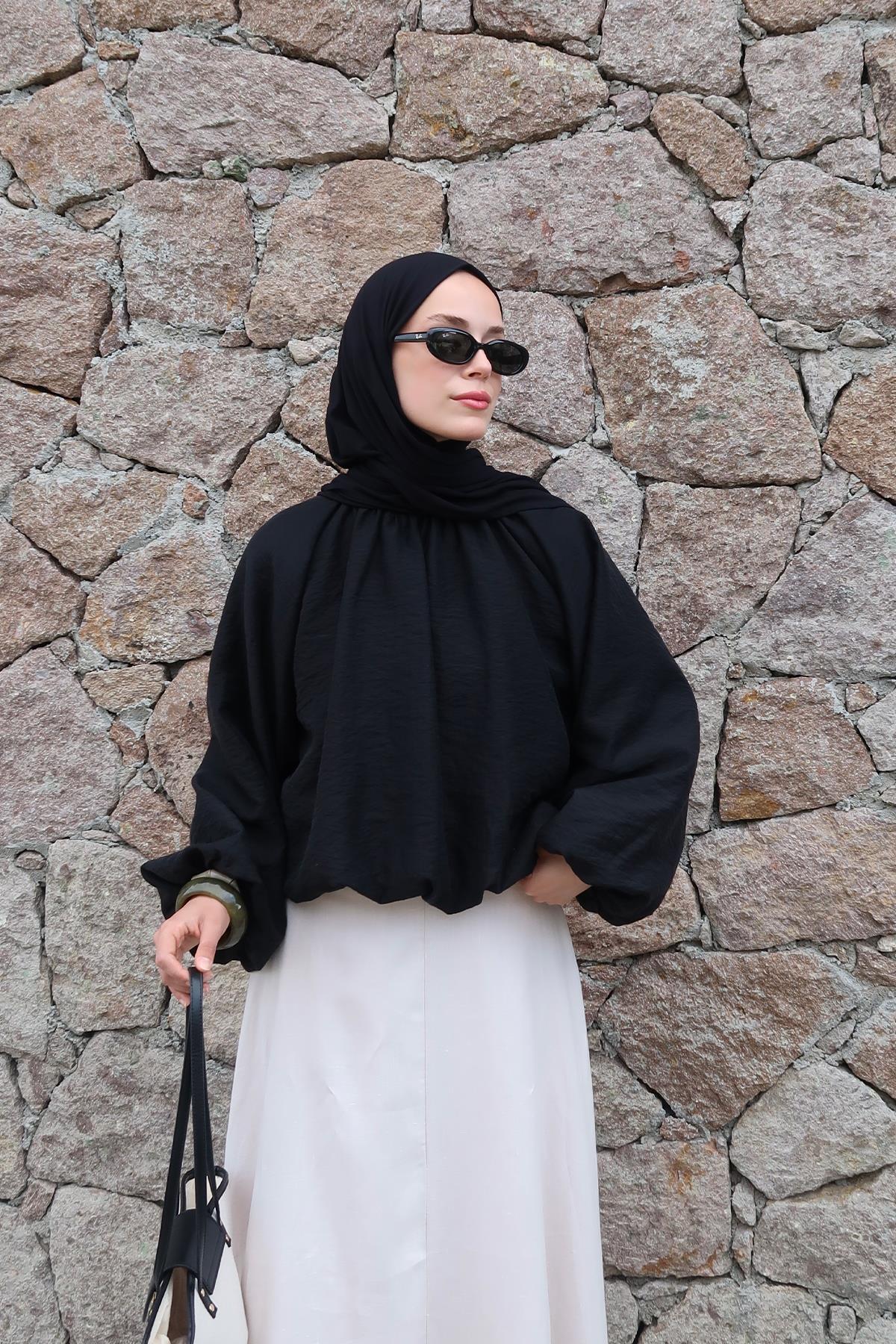 Lotus Flowy Bluse - Schwarz