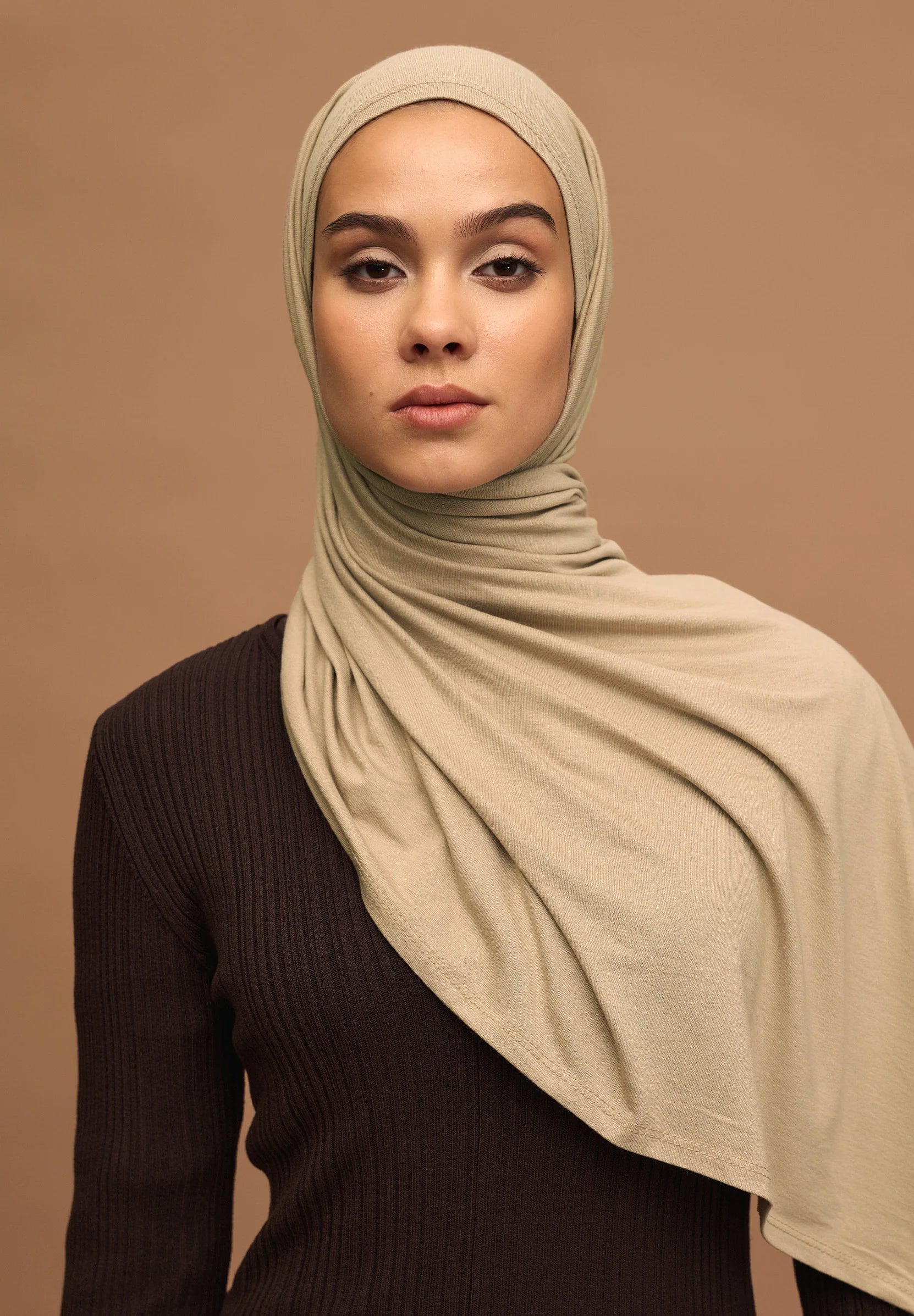 Cotton Jersey Headscarf in Beige by Muserobe, headscarf