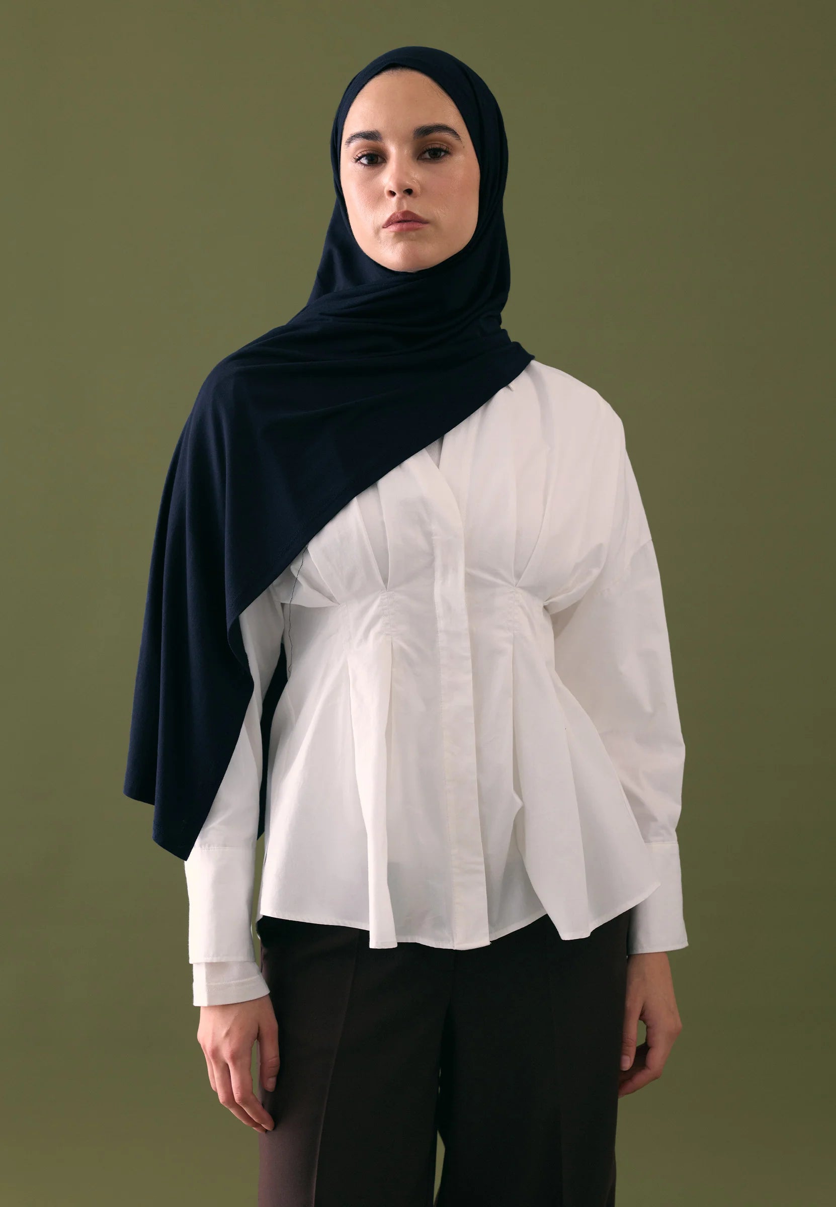 Cotton Jersey Headscarf in Navy by Muserobe, side view
