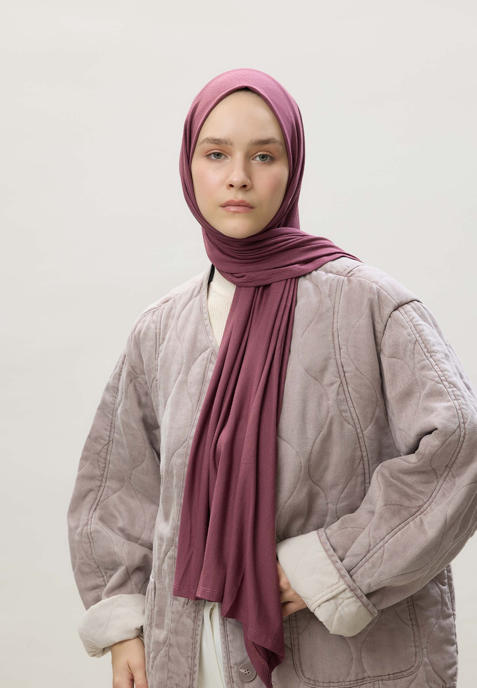 Cotton Jersey Headscarf in Plum by Muserobe, headscarf