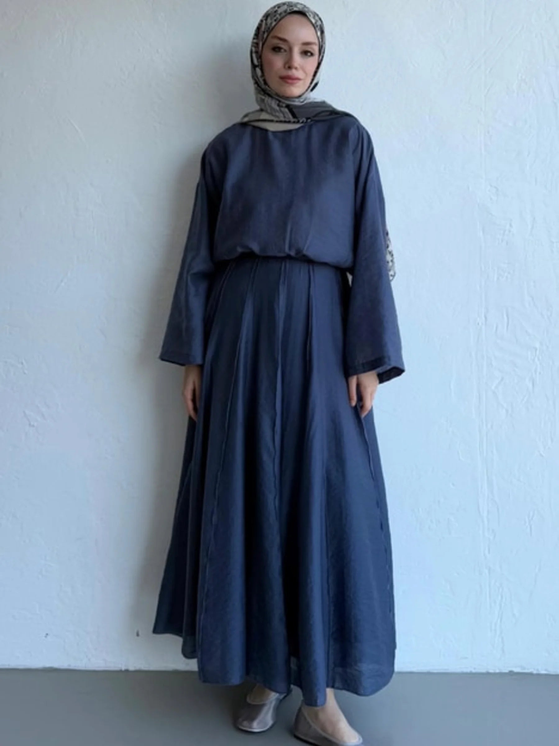 Safir Flowy Bluz - Indigo