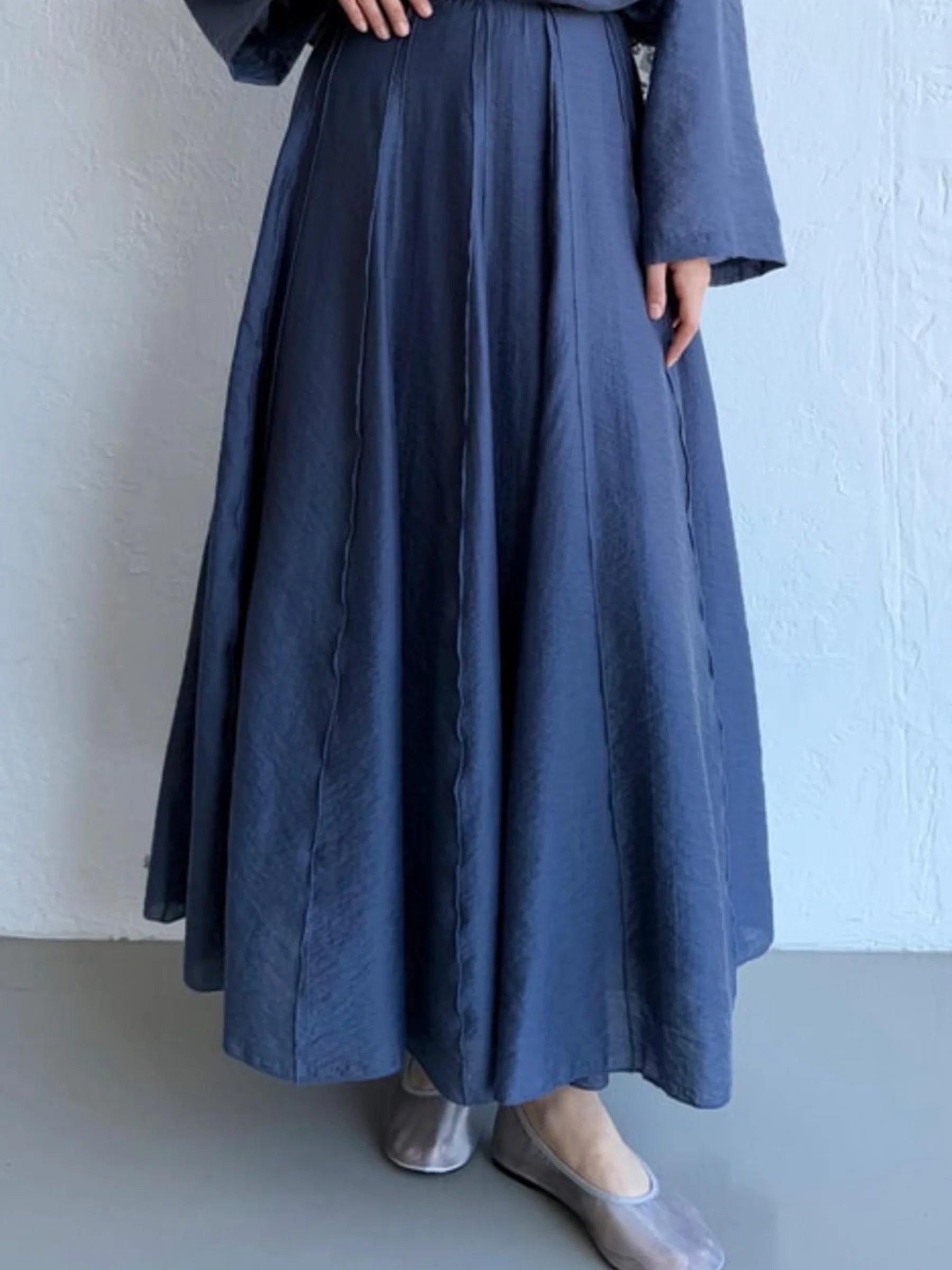 Safir Flowy Etek - Indigo