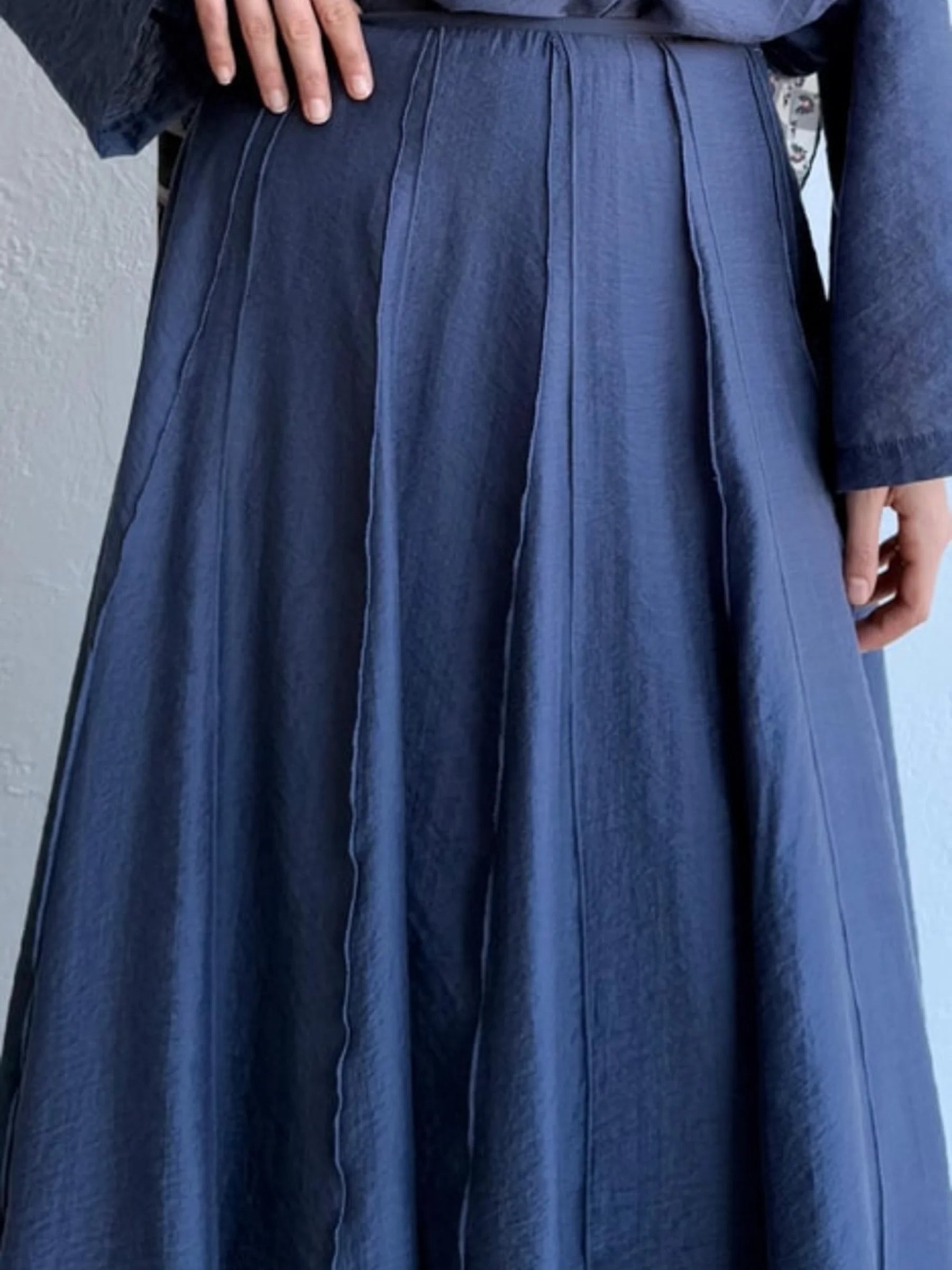 Safir Flowy Etek - Indigo