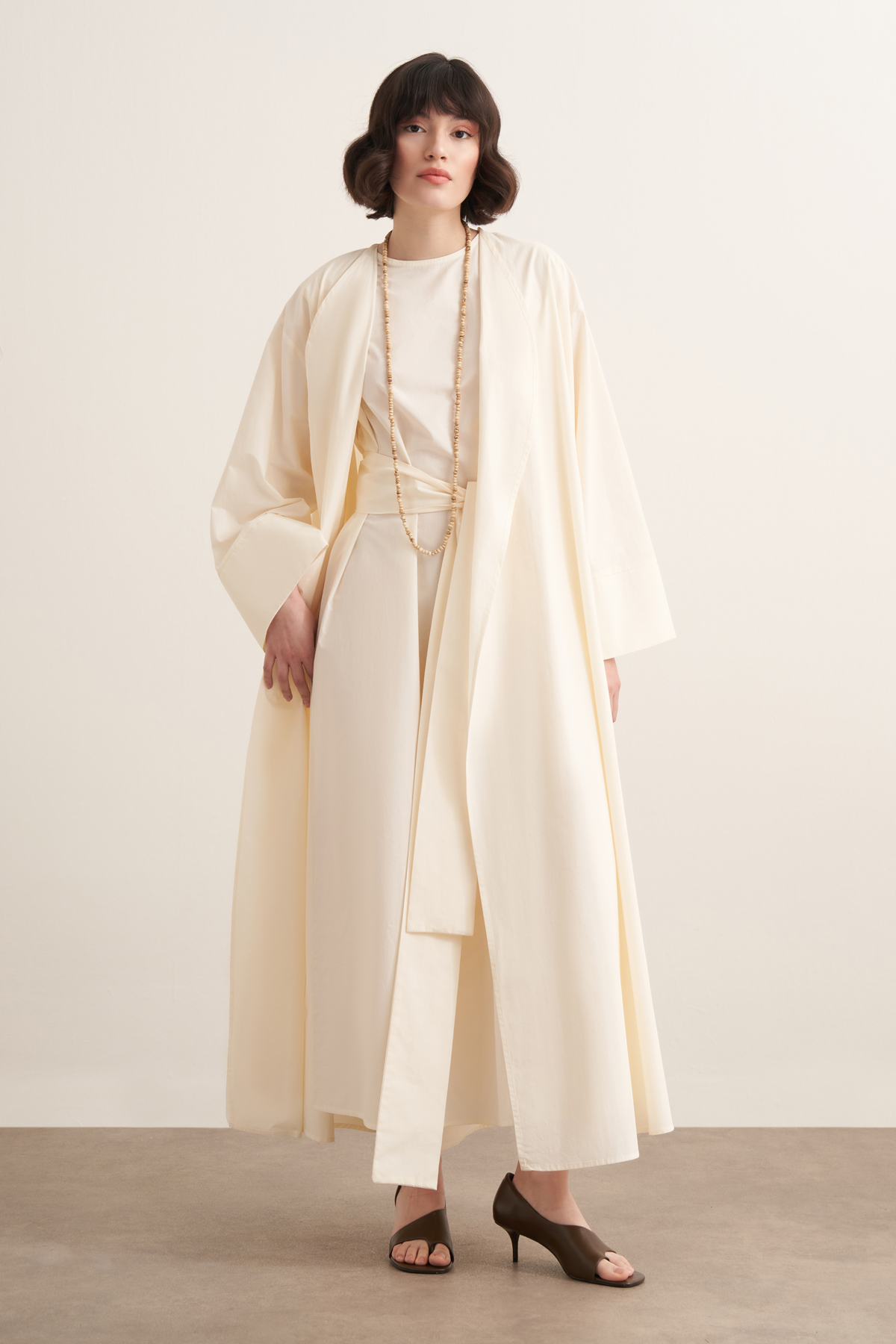 beige kimono dress Sahara Premium Kimono & Dress Set