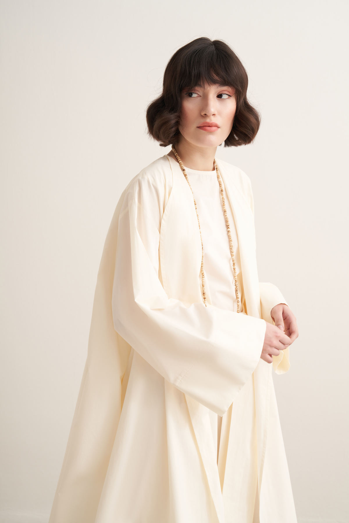 cream kimono dress CECILIA oversized kimono sleeve maxi dress in light cream