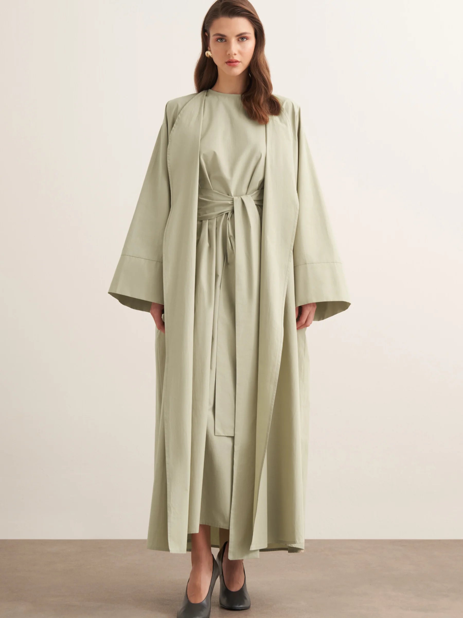 Sahara Premium Kimono & Dress Set - Soft Green