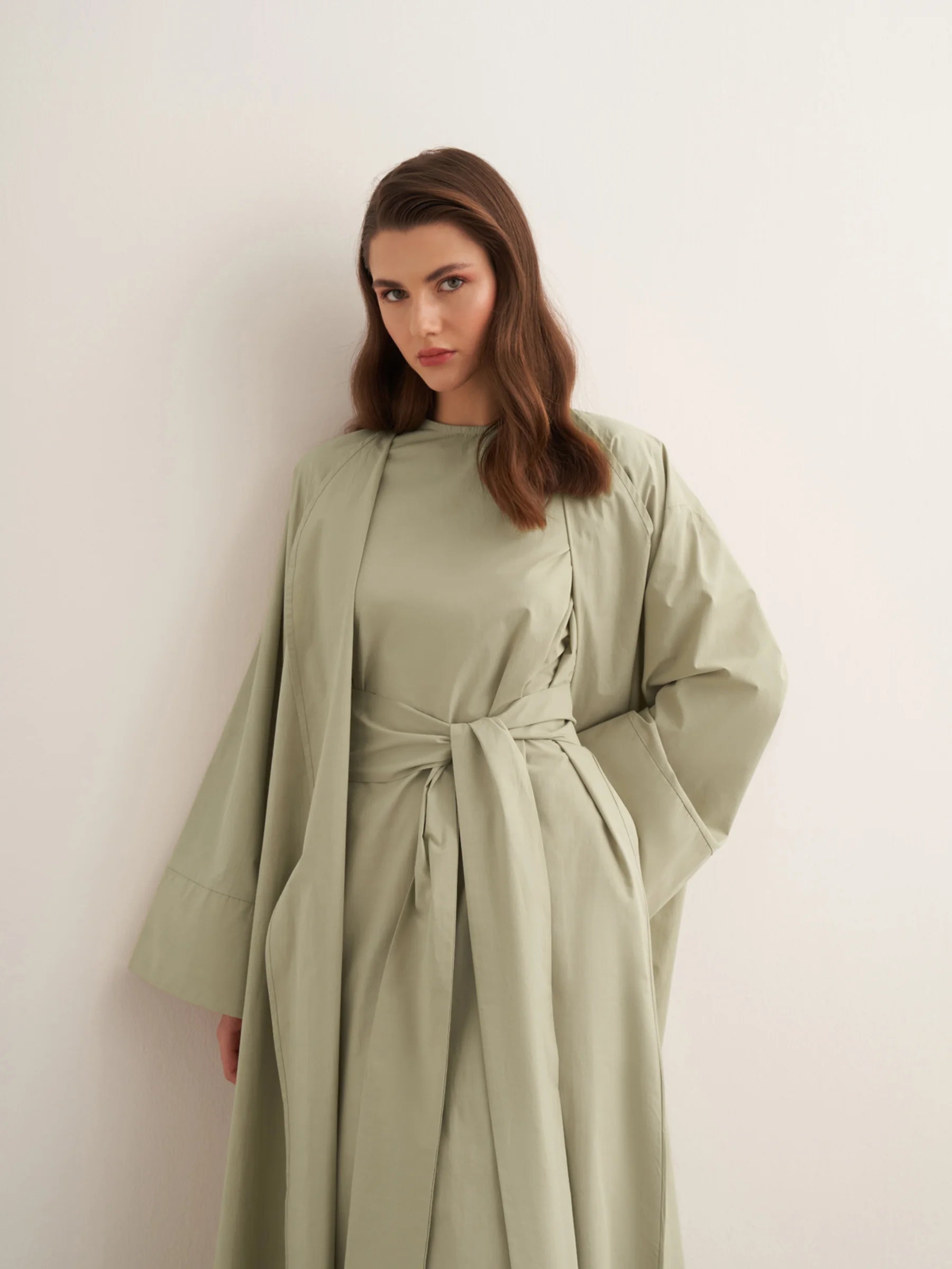 Sahara Premium Kimono & Dress Set - Soft Green