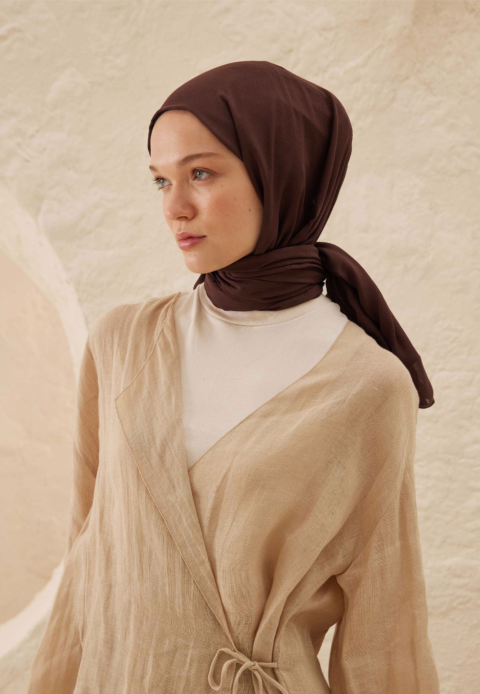 Rami Viscose Scarf - Auburn Brown