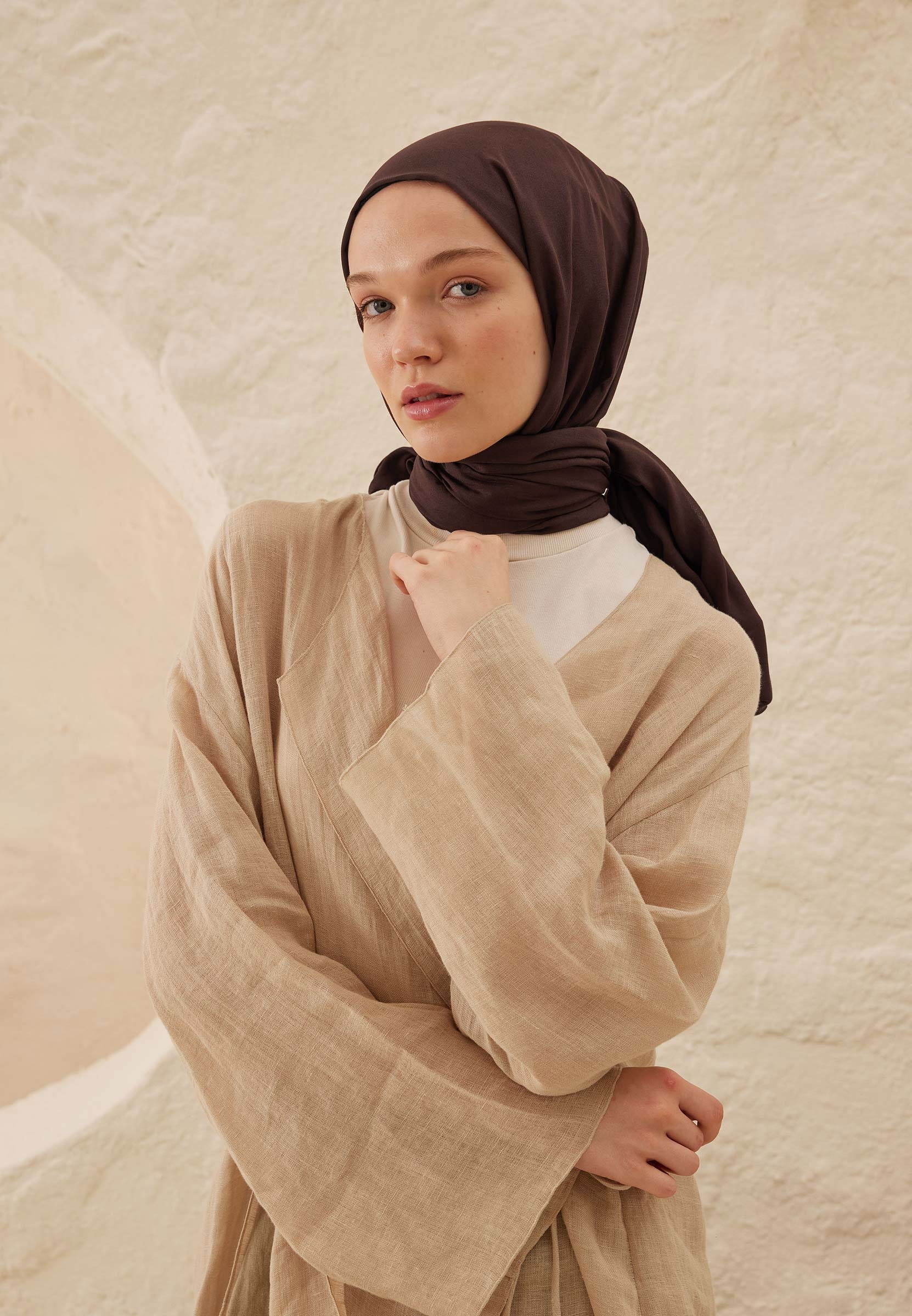 Rami Viscose Scarf - Auburn Brown