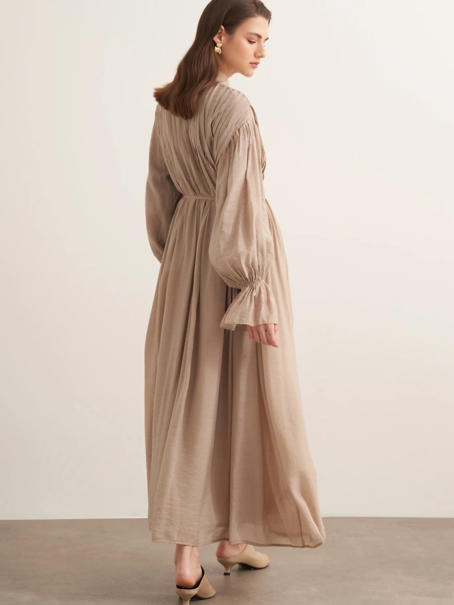 Serra Pintuck Dress - Blush Beige