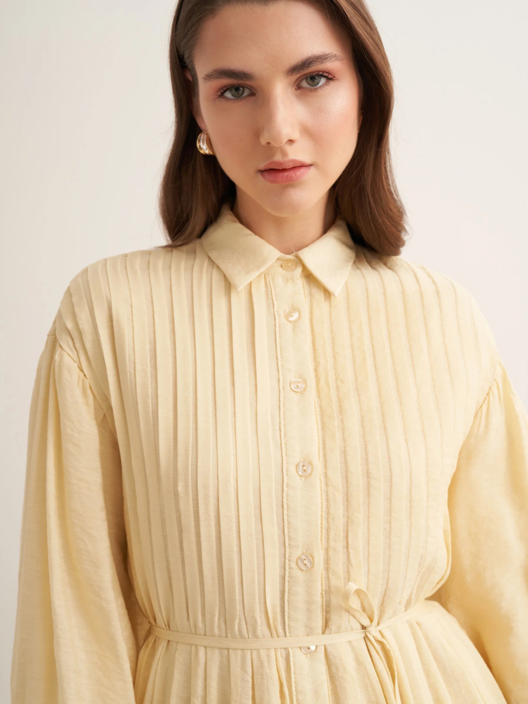 Serra Pintuck Dress - Mimosa Yellow