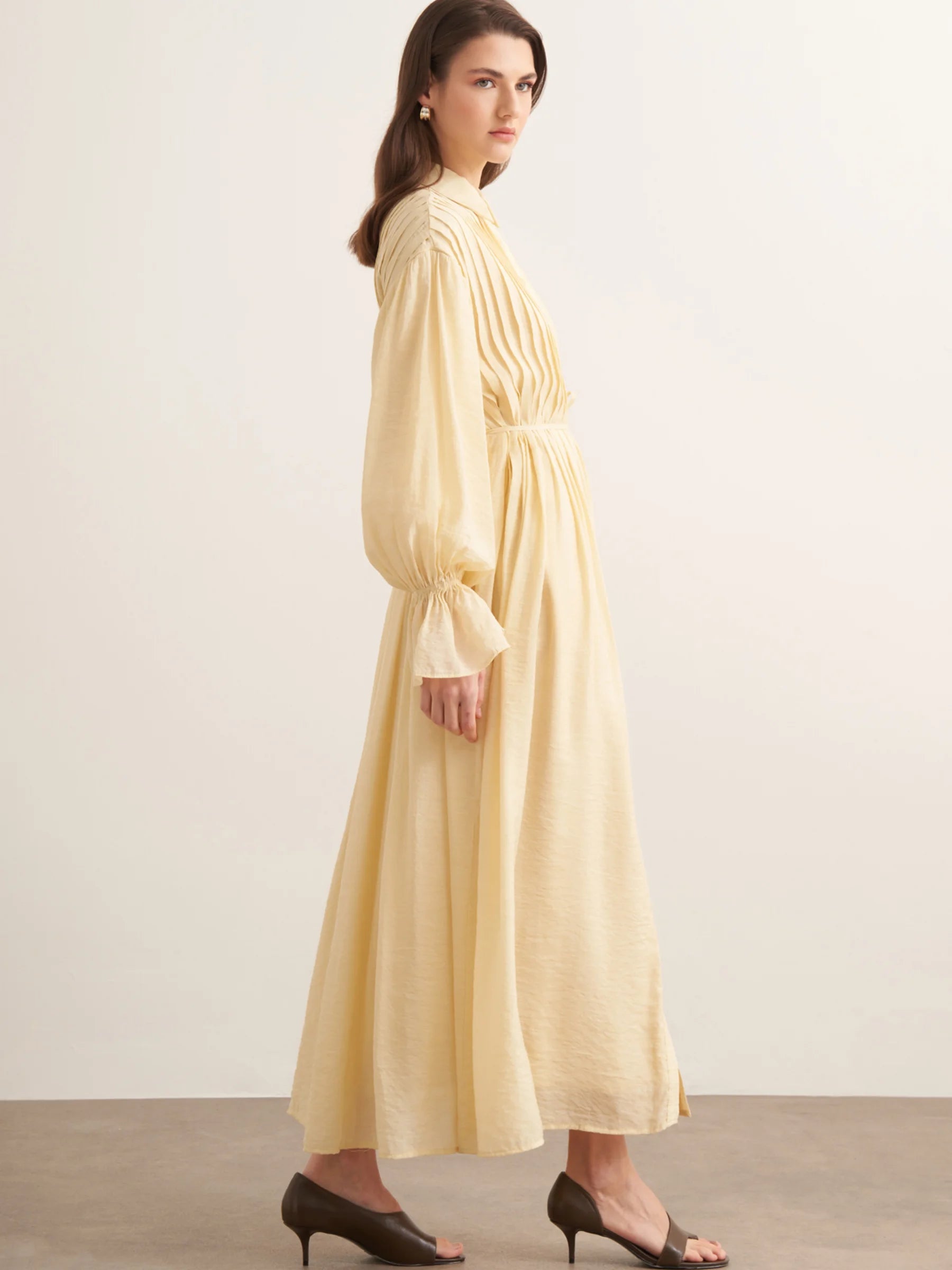Serra Pintuck Dress - Mimosa Yellow