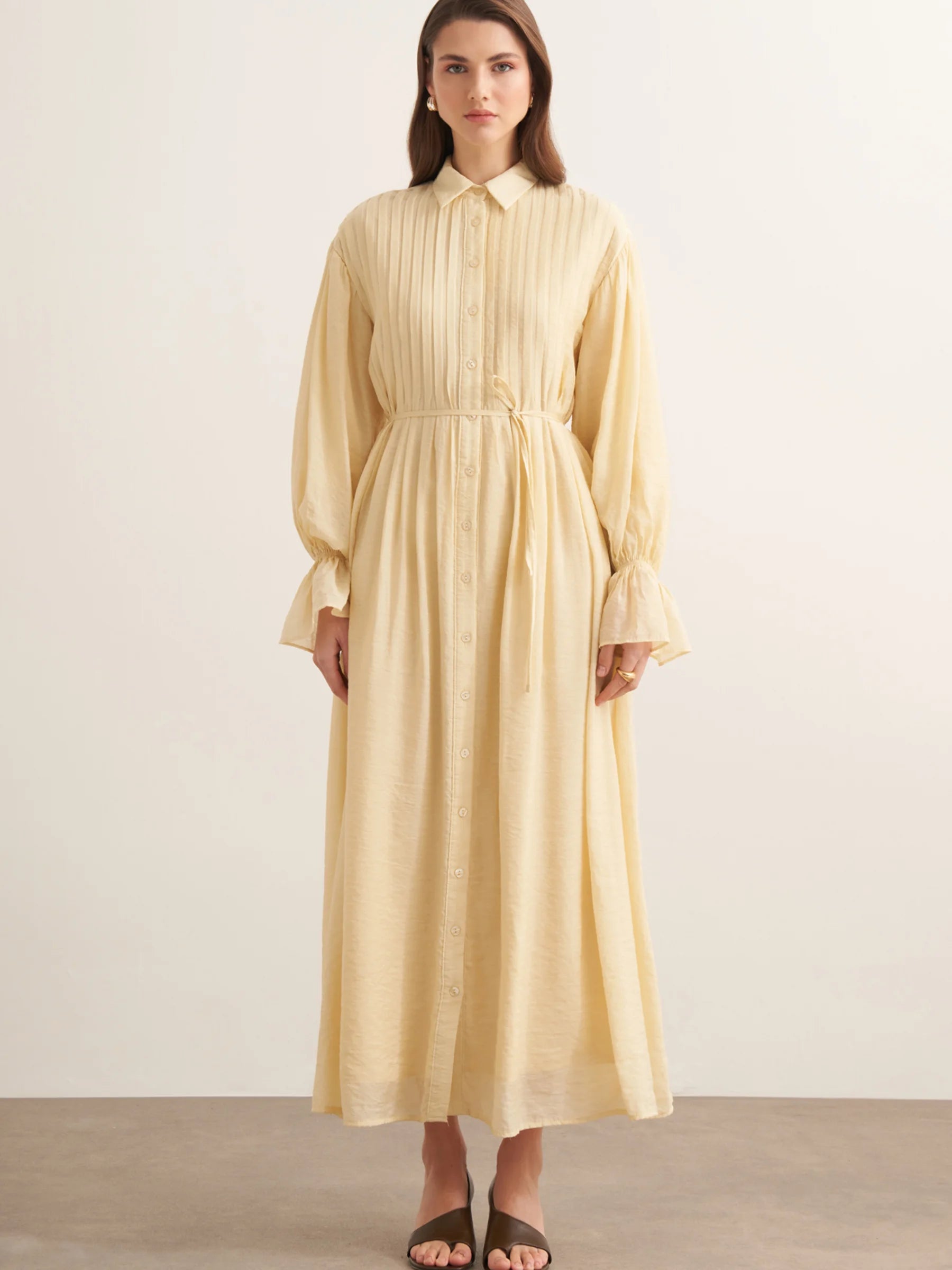 Serra Pintuck Dress - Mimosa Yellow
