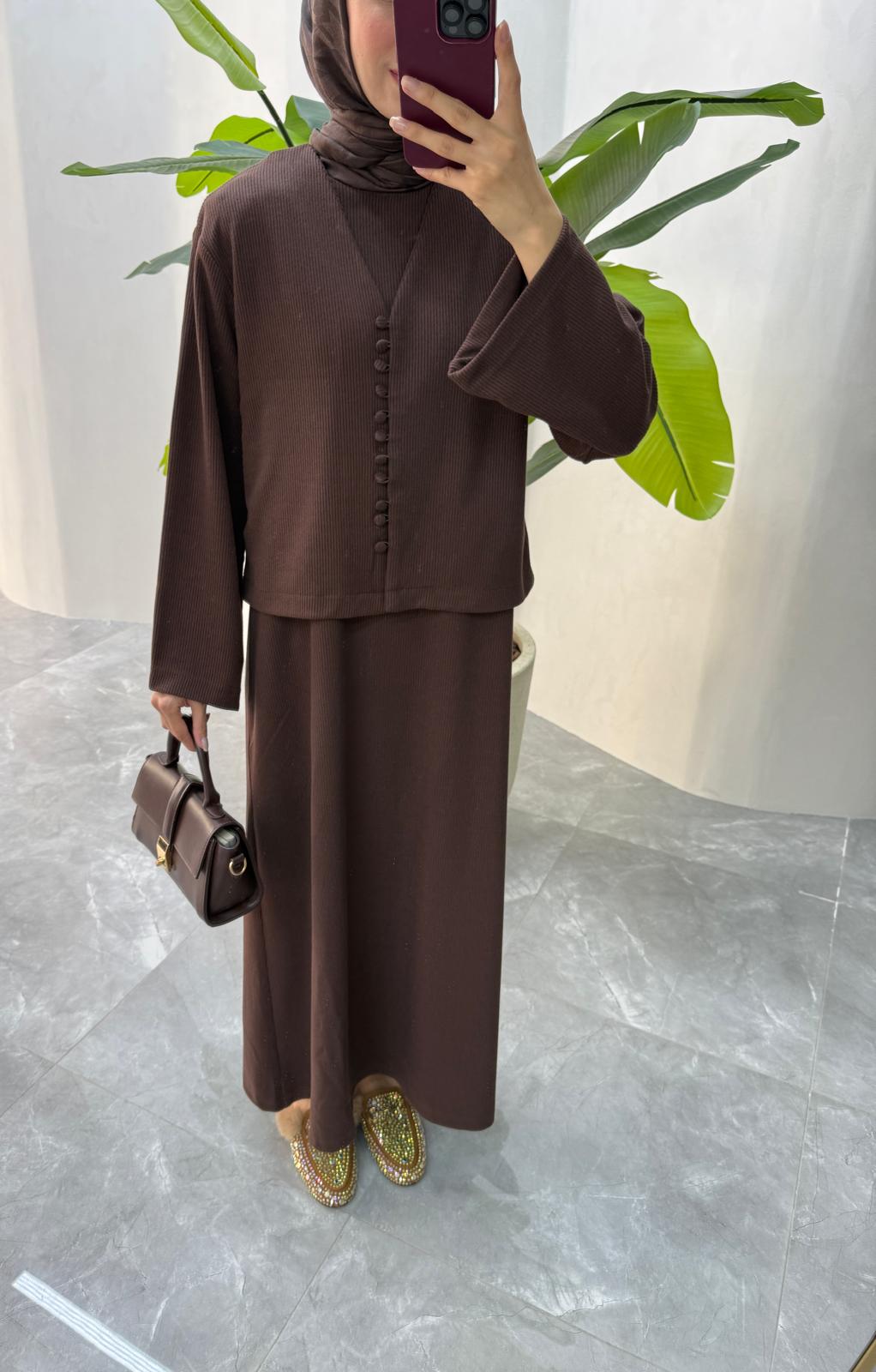 Helena Cozy Knit 2-Piece Set - Chocolate Brown