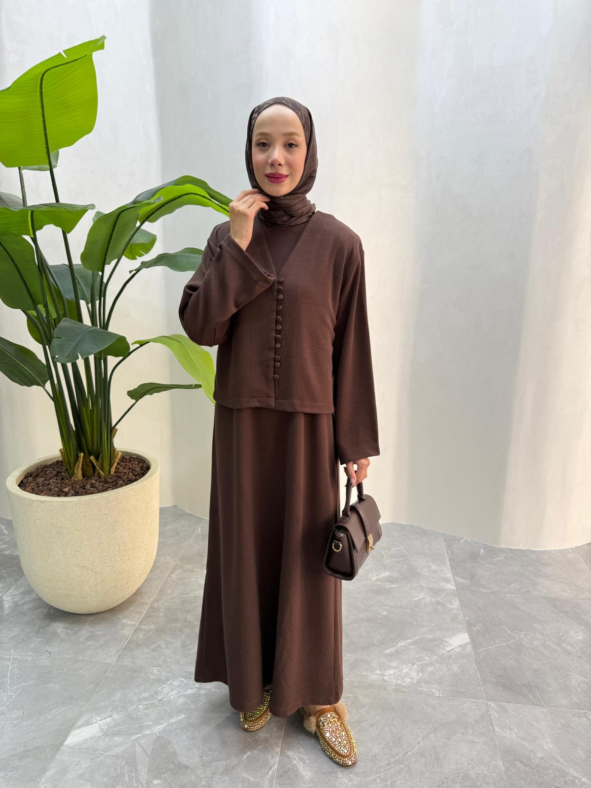 Helena Cozy Knit 2-Piece Set - Chocolate Brown